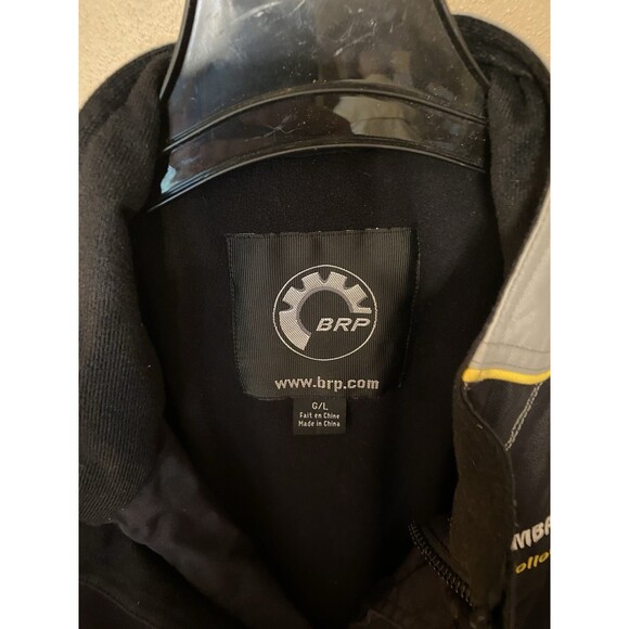 Bombardier ATV Riding Follow No One Jacket Sz L Fleece Lined RPM BRP Black Gray - Picture 7 of 11